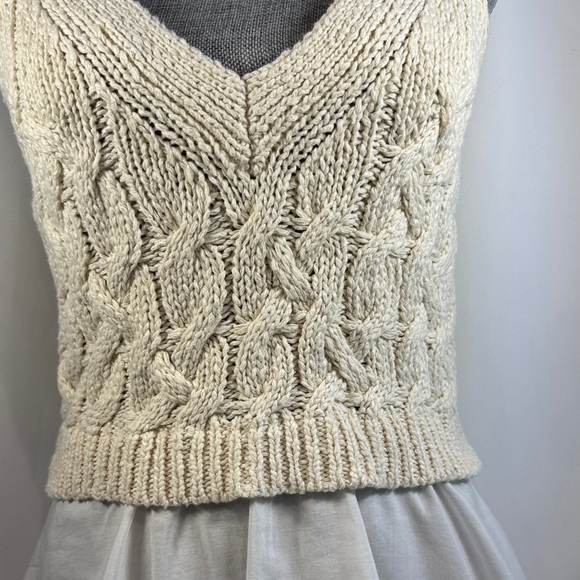 Anthropologie Cream Knit/Layered Top - Picture 3 of 16